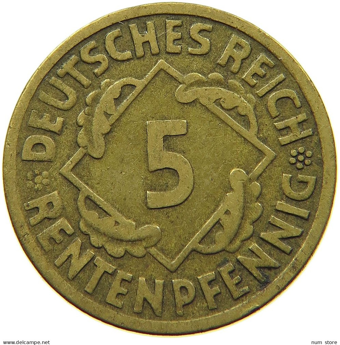 WEIMARER REPUBLIK 5 RENTENPFENNIG 1924 D DEZENTRIERT #MA 099012 - 5 Renten- & 5 Reichspfennig