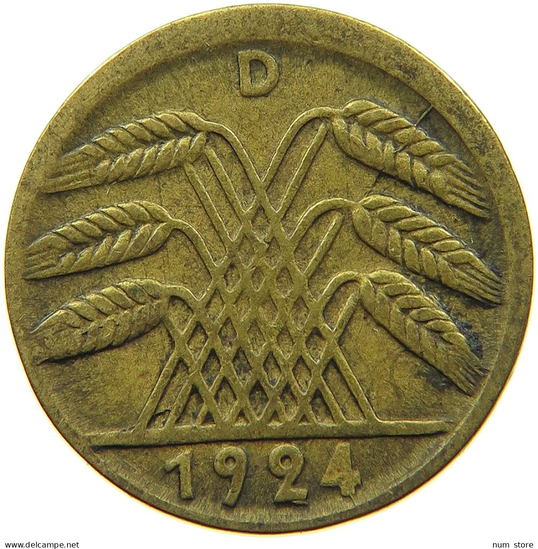 WEIMARER REPUBLIK 5 RENTENPFENNIG 1924 D DEZENTRIERT #MA 099017 - 5 Renten- & 5 Reichspfennig