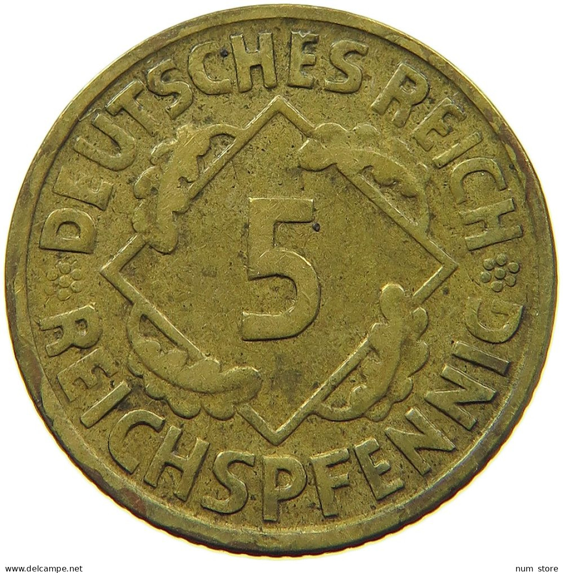 WEIMARER REPUBLIK 5 PFENNIG 1924 J DEZENTRIERT #MA 099015 - 5 Rentenpfennig & 5 Reichspfennig