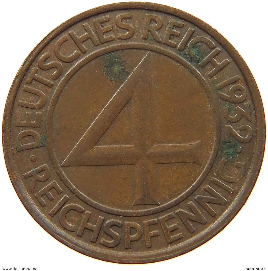 WEIMARER REPUBLIK 4 PFENNIG 1932 G  #MA 099917 - 4 Reichspfennig