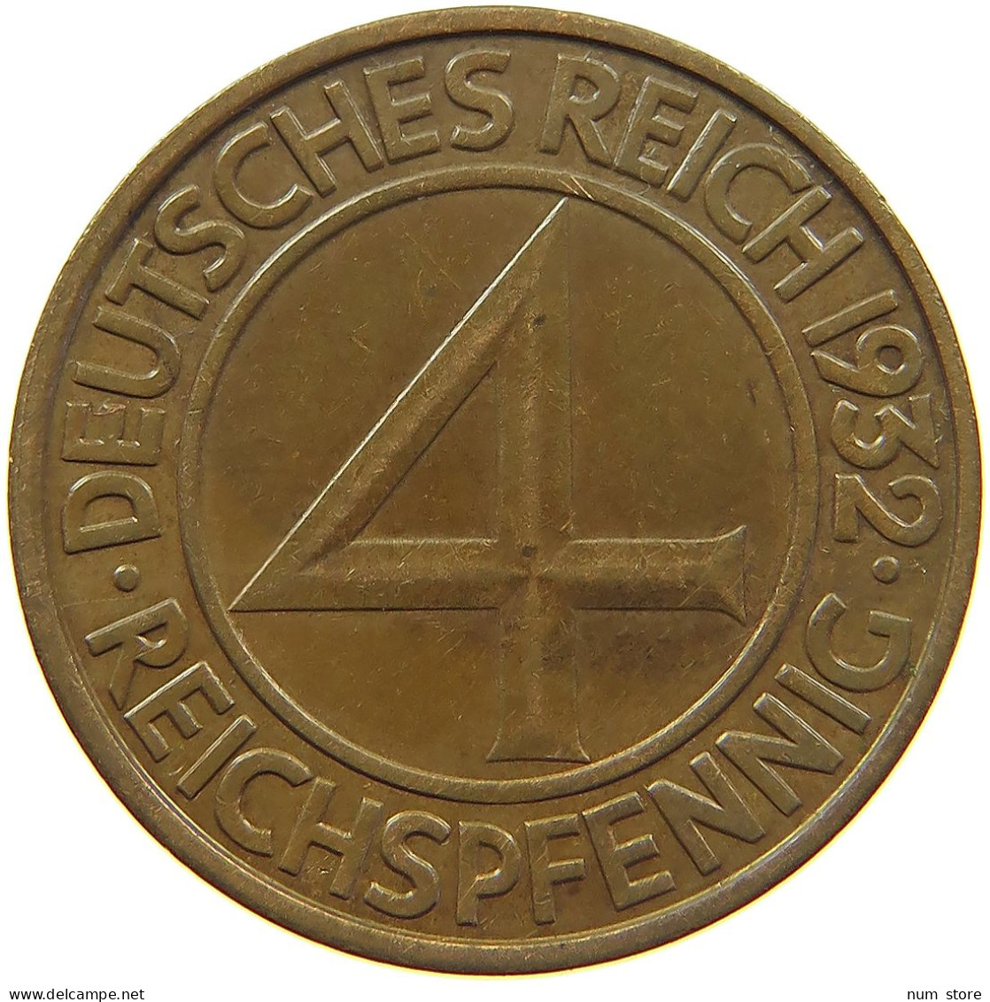 WEIMARER REPUBLIK 4 REICHSPFENNIG 1932 F  #MA 101018 - 4 Reichspfennig