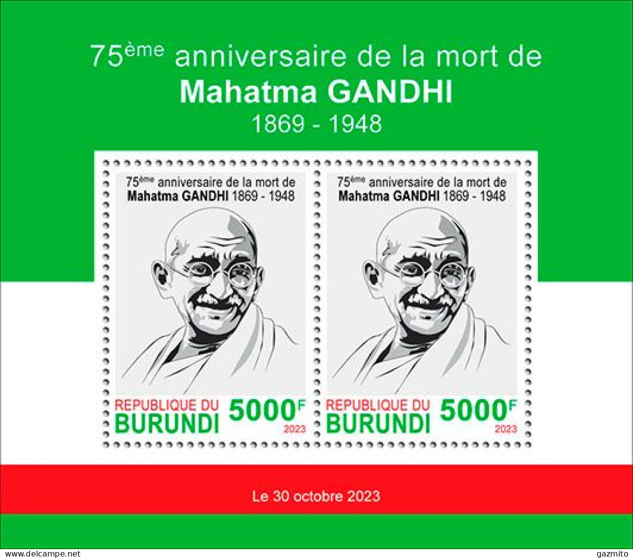 Burundi 2023, Gandhi, Block - Unused Stamps