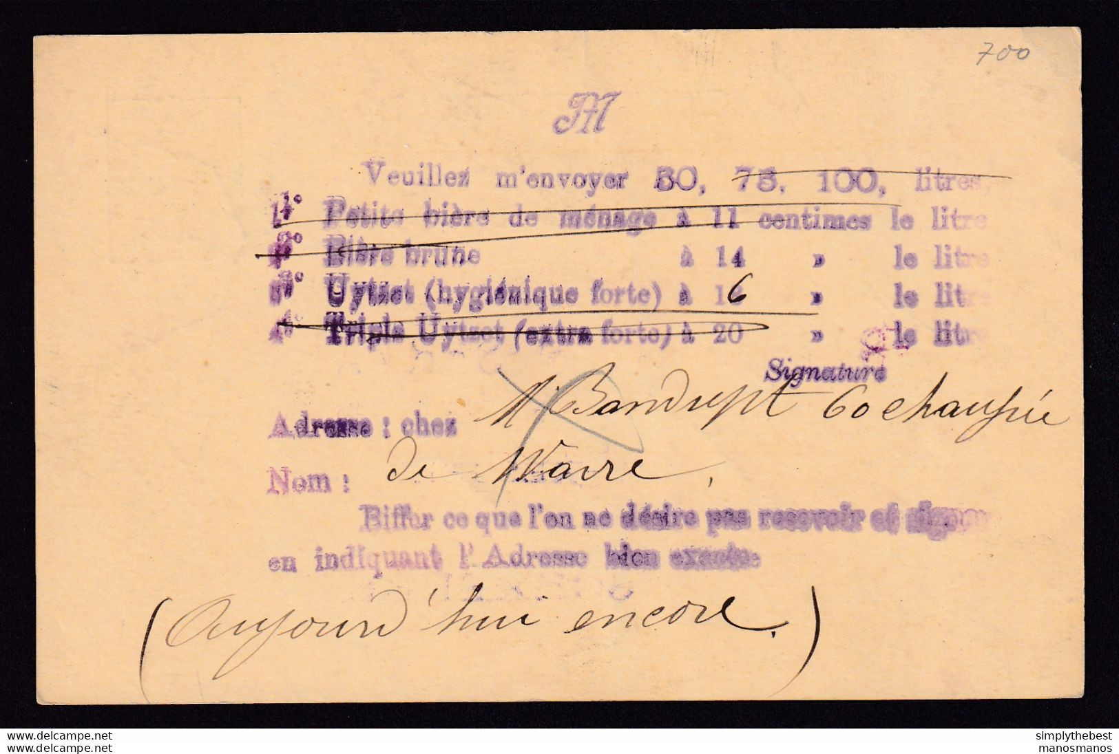 DDAA 747 -- BELGIUM - Entier Postal + TP 48 En EXPRES - Cachet Télégr. BXL Porte De Namur 1891 Vers Brasserie ST SERVAIS - Bières