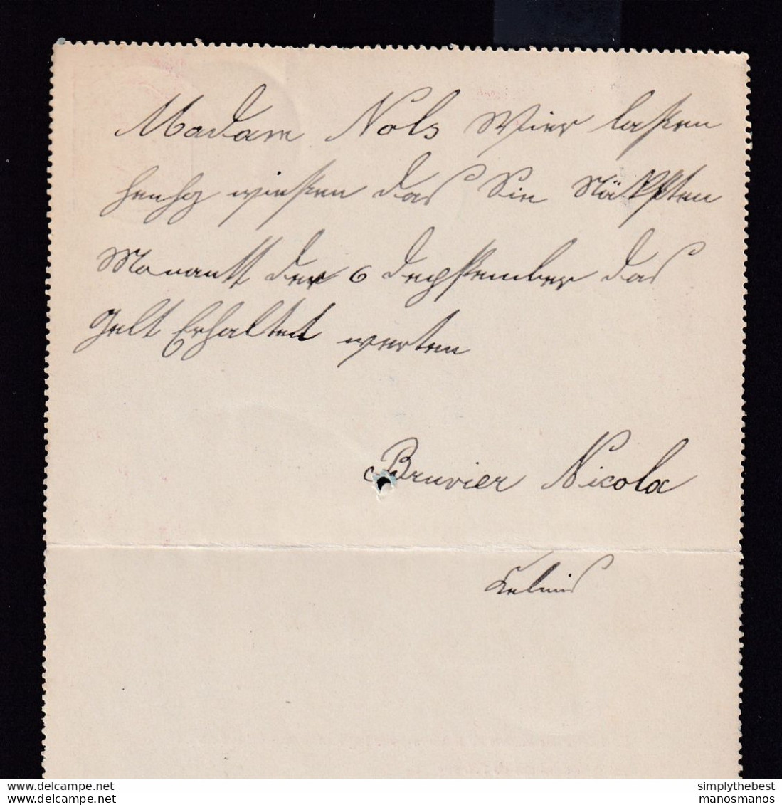 DDAA 429 - CANTONS DE L'EST - Carte-Lettre MONTZEN 1885 Vers La Notaire Nols à AUBEL - Postbladen