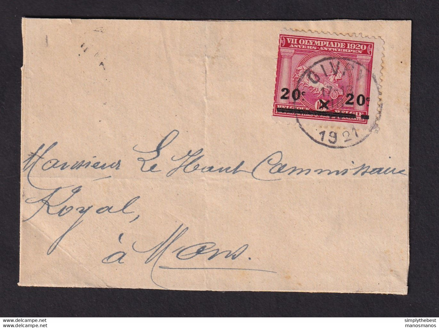 DDCC 104 -- J.O. ANVERS 1920 - Enveloppe TP Jeux Olympiques GIVRY 1921 - Variété De Surcharge Barre Interrompue - Summer 1920: Antwerp