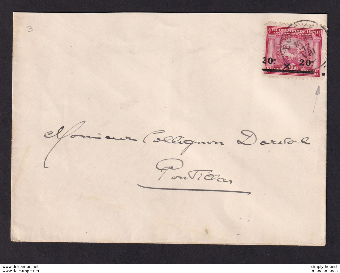 DDCC 105 -- J.O. ANVERS 1920 - Enveloppe TP Jeux Olympiques EGHEZEE 1921 - Variété De Surcharge Barre + Partie Voisine - Verano 1920: Amberes (Anvers)