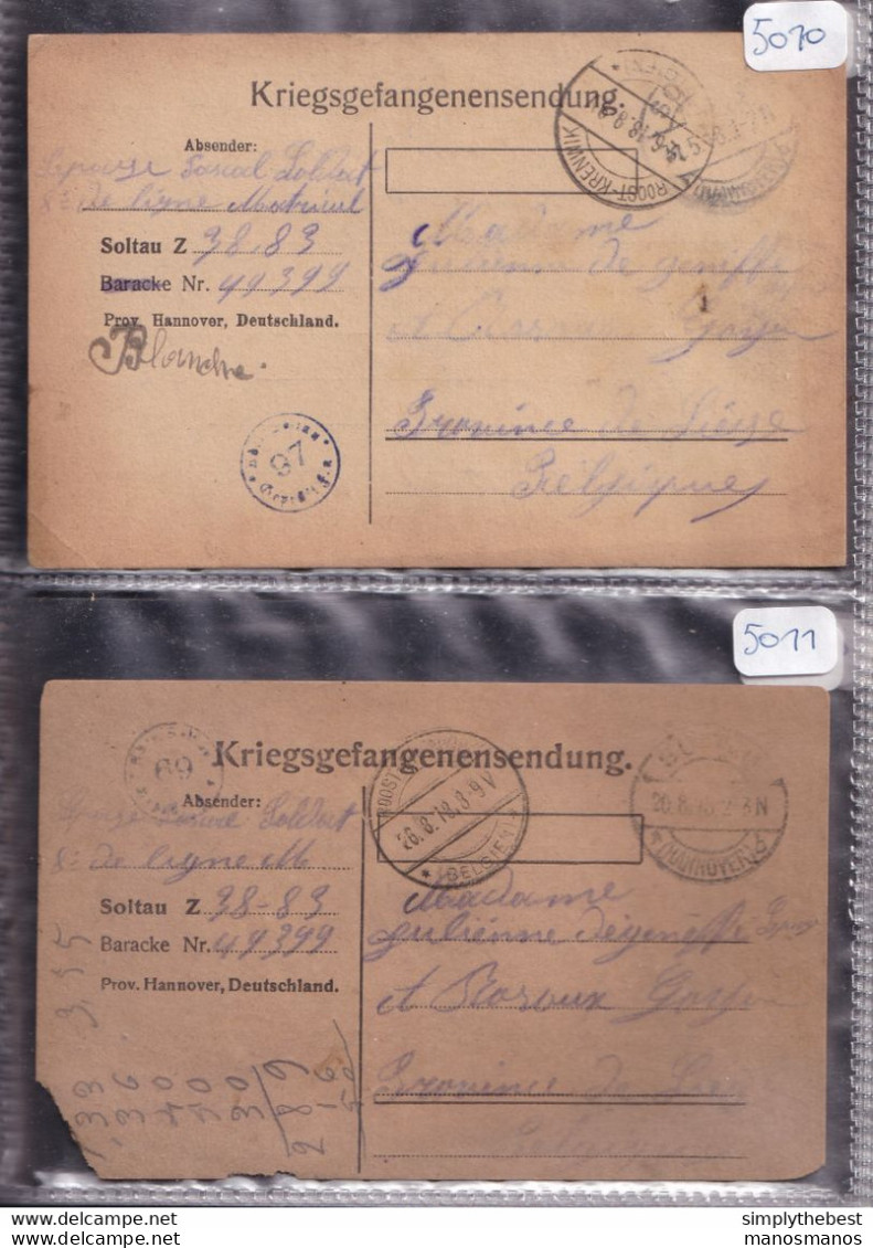 DDCC 951 - Correspondance De 69 Documents D'un Prisonnier Belge à SOLTAU - Mars 1915 à Aout 1918 , Vers ROSOUX GOYER - Prisoners