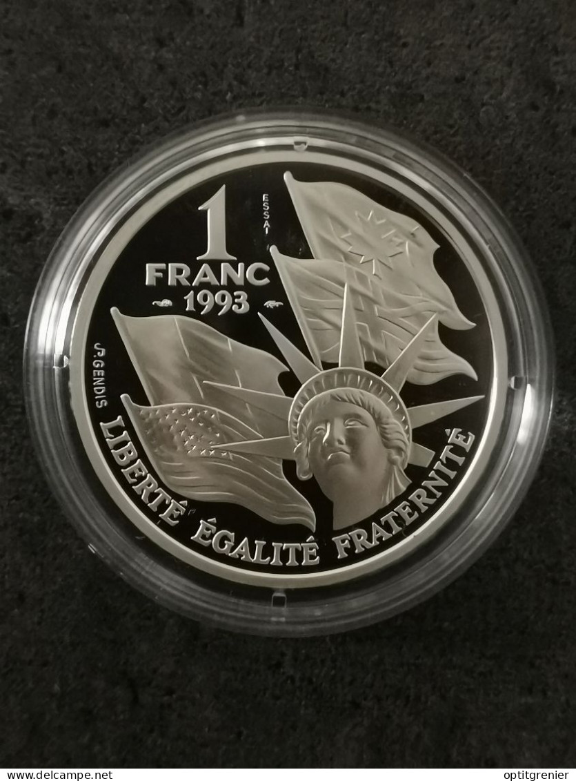 ESSAI 1 FRANC ARGENT BE 1993 CINQUANTENAIRE DU DEBARQUEMENT 1850 EX. / FRANCE SILVER PROOF - Prova