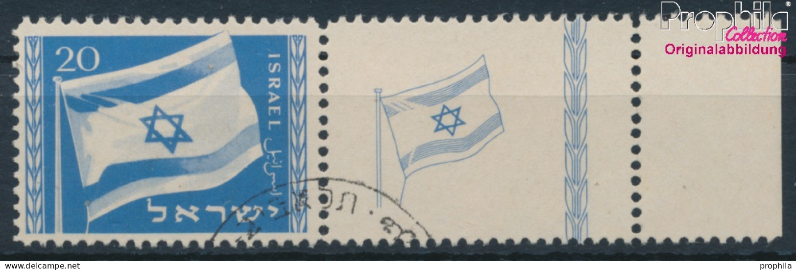 Israel 16 Mit Tab (kompl.Ausg.) Gestempelt 1949 Nationalflagge (10256678 - Used Stamps (with Tabs)