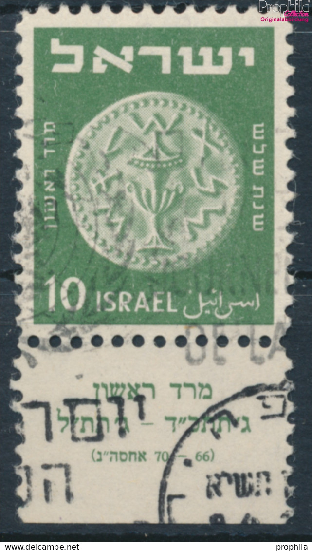 Israel 24 Mit Tab Gestempelt 1949 Alte Münzen (10256672 - Used Stamps (with Tabs)