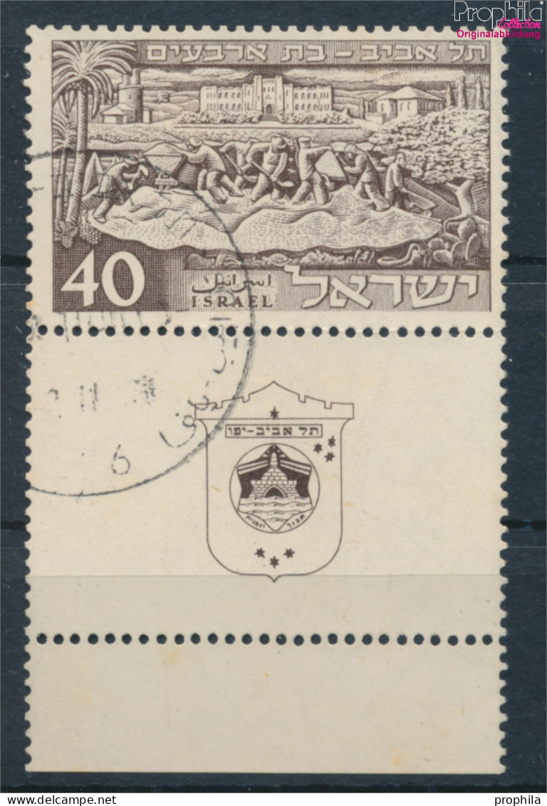 Israel 55 Mit Tab (kompl.Ausg.) Gestempelt 1951 Tel Aviv (10256650 - Gebruikt (met Tabs)