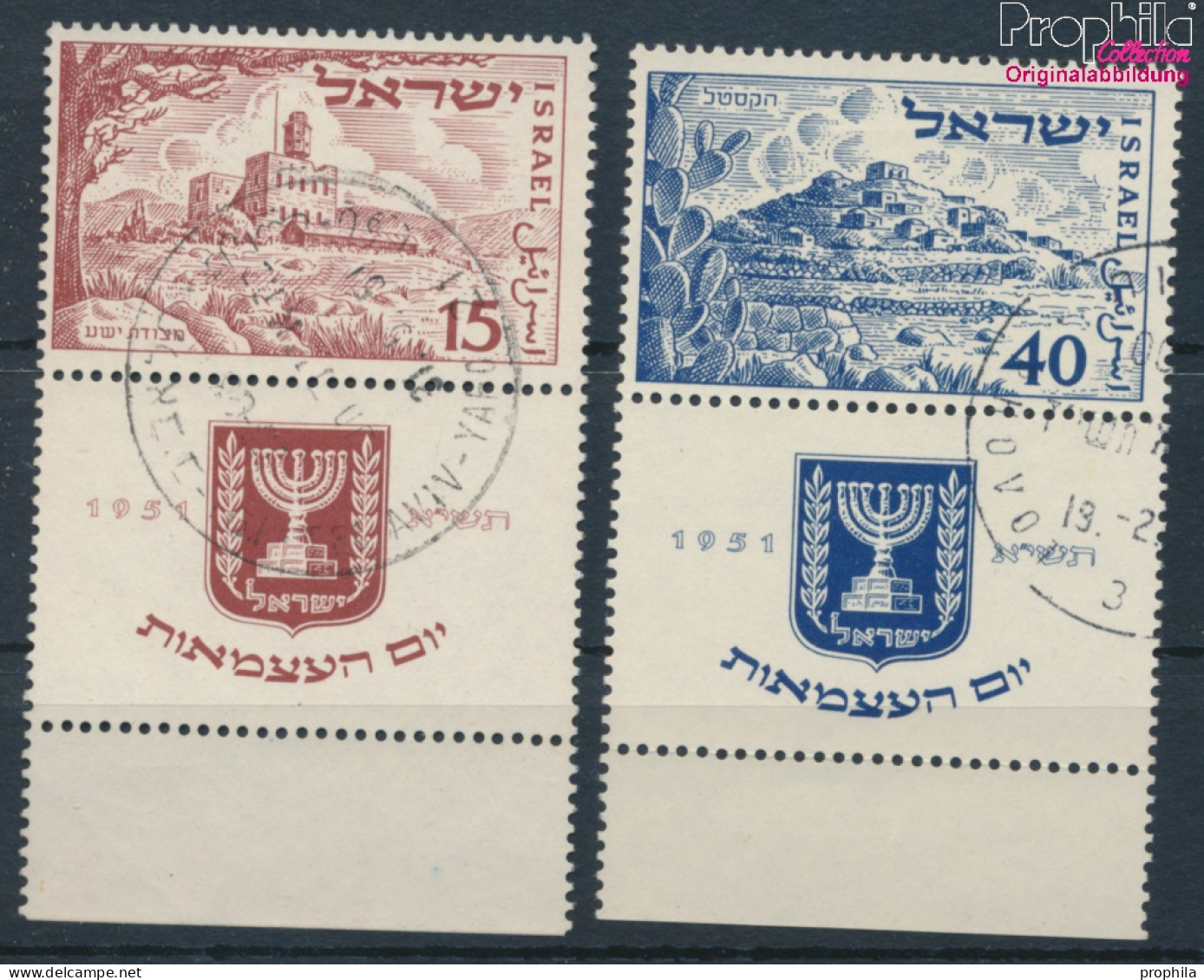 Israel 57-58 Mit Tab (kompl.Ausg.) Gestempelt 1951 Unabhängigkeit (10256647 - Gebruikt (met Tabs)