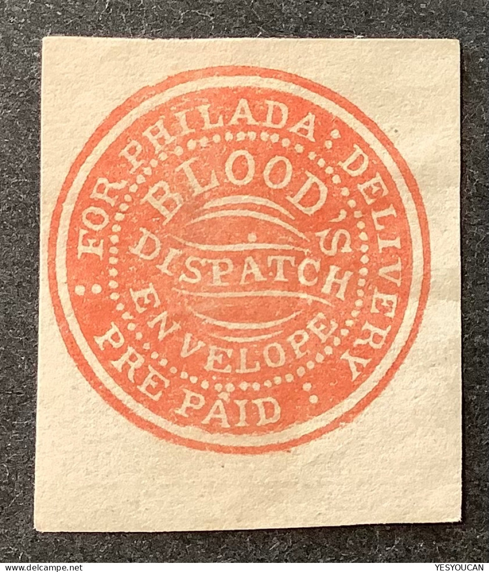 BLOOD’s PENNY POST PHILADELPHIA 1848-60 US Local Post Postal Stationery Cut Out Sc.15LU5   (USA U.S Poste Locale - Lokalausgaben