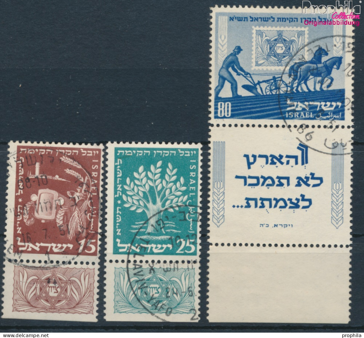 Israel 59-61 Mit Tab (kompl.Ausg.) Gestempelt 1951 Jüdischer Nationalfonds (10256645 - Usados (con Tab)