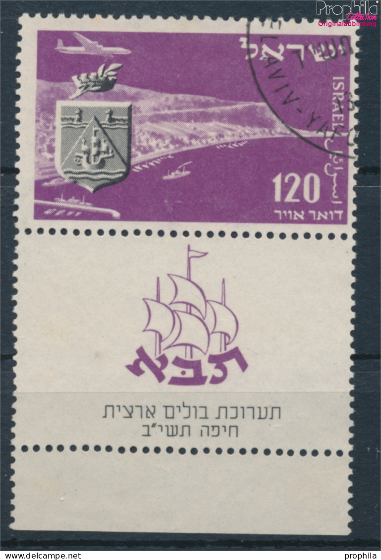 Israel 68 Mit Tab Gestempelt 1952 Briefmarkenausstellung (10256641 - Usados (con Tab)