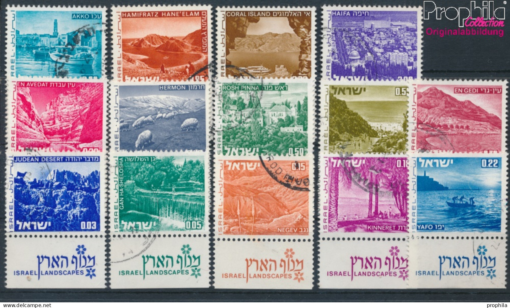 Israel 524x-537x Mit Tab (kompl.Ausg.) Gestempelt 1971 Landschaften (10256619 - Oblitérés (avec Tabs)