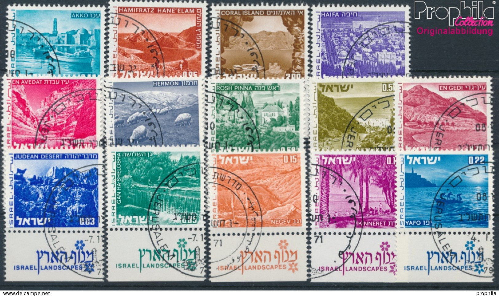 Israel 524x-537x Mit Tab (kompl.Ausg.) Gestempelt 1971 Landschaften (10256620 - Usados (con Tab)