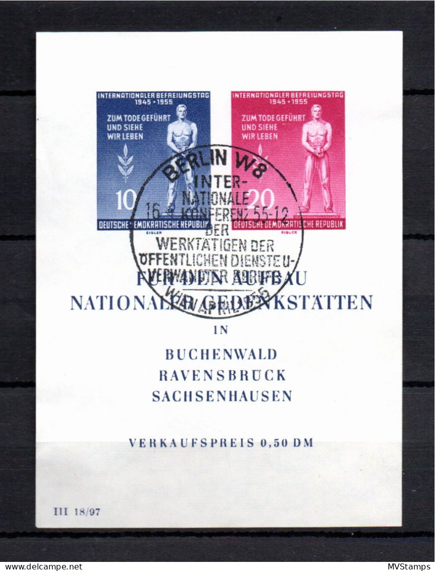 East Germany (DDR) 1955 Sheet End Of Fascism Stamps (Michel Block 11) Nice Used - 1950-1970