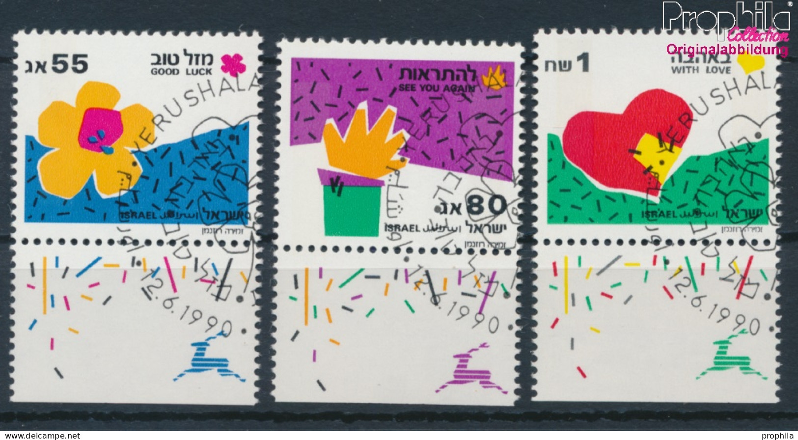 Israel 1164-1166 Mit Tab (kompl.Ausg.) Gestempelt 1990 Grußmarken (10256599 - Used Stamps (with Tabs)