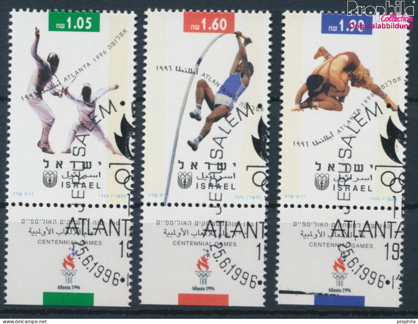 Israel 1397-1399 Mit Tab (kompl.Ausg.) Gestempelt 1996 Olympische Sommerspiele (10256591 - Gebruikt (met Tabs)