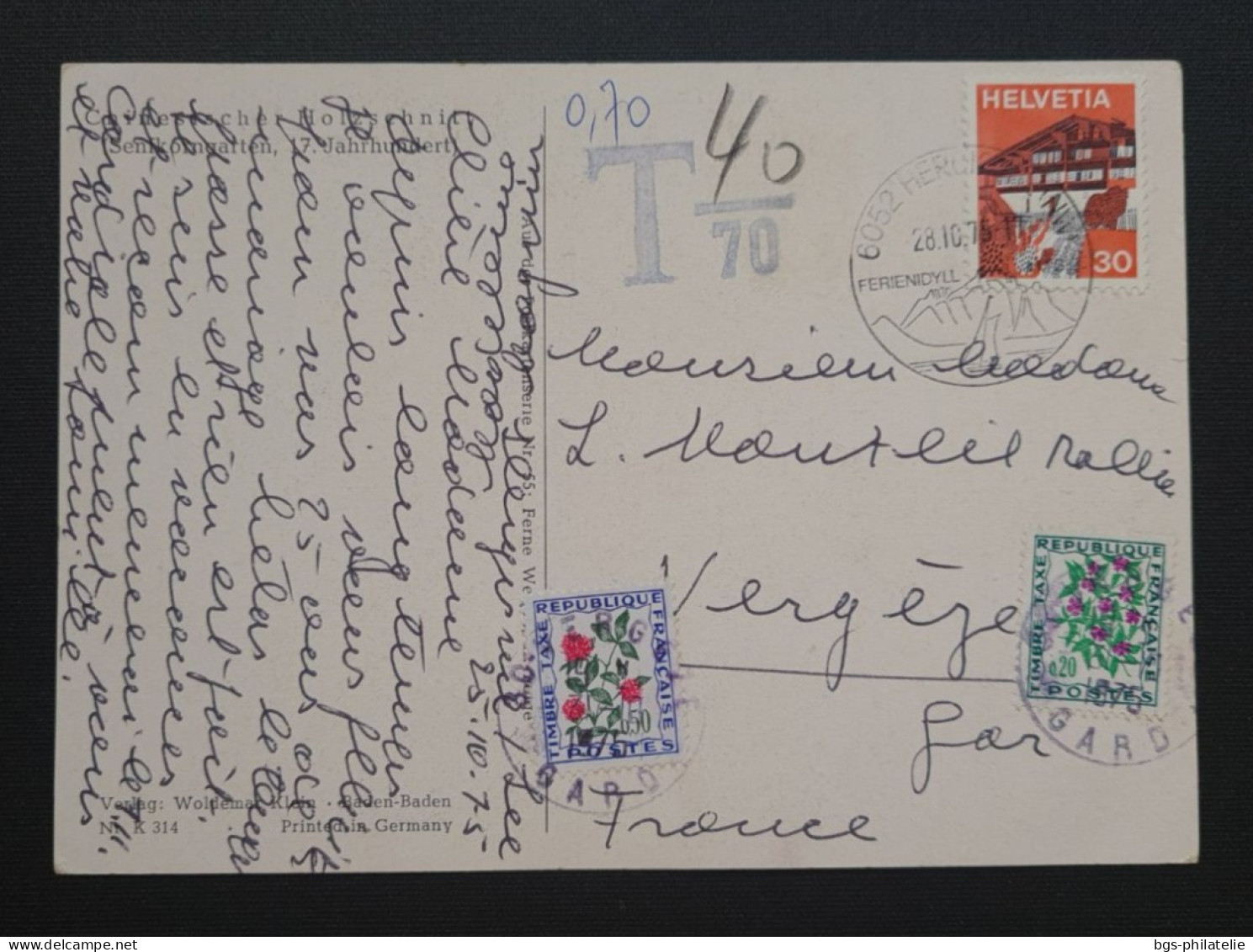 France,  Timbres Taxes N°98 Et N°101 Sur Carte Postale En Provenance De SUISSE. - 1960-.... Gebraucht