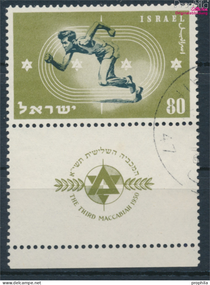 Israel 41 Mit Tab (kompl.Ausg.) Gestempelt 1950 Sportfest In Israel (10256657 - Used Stamps (with Tabs)