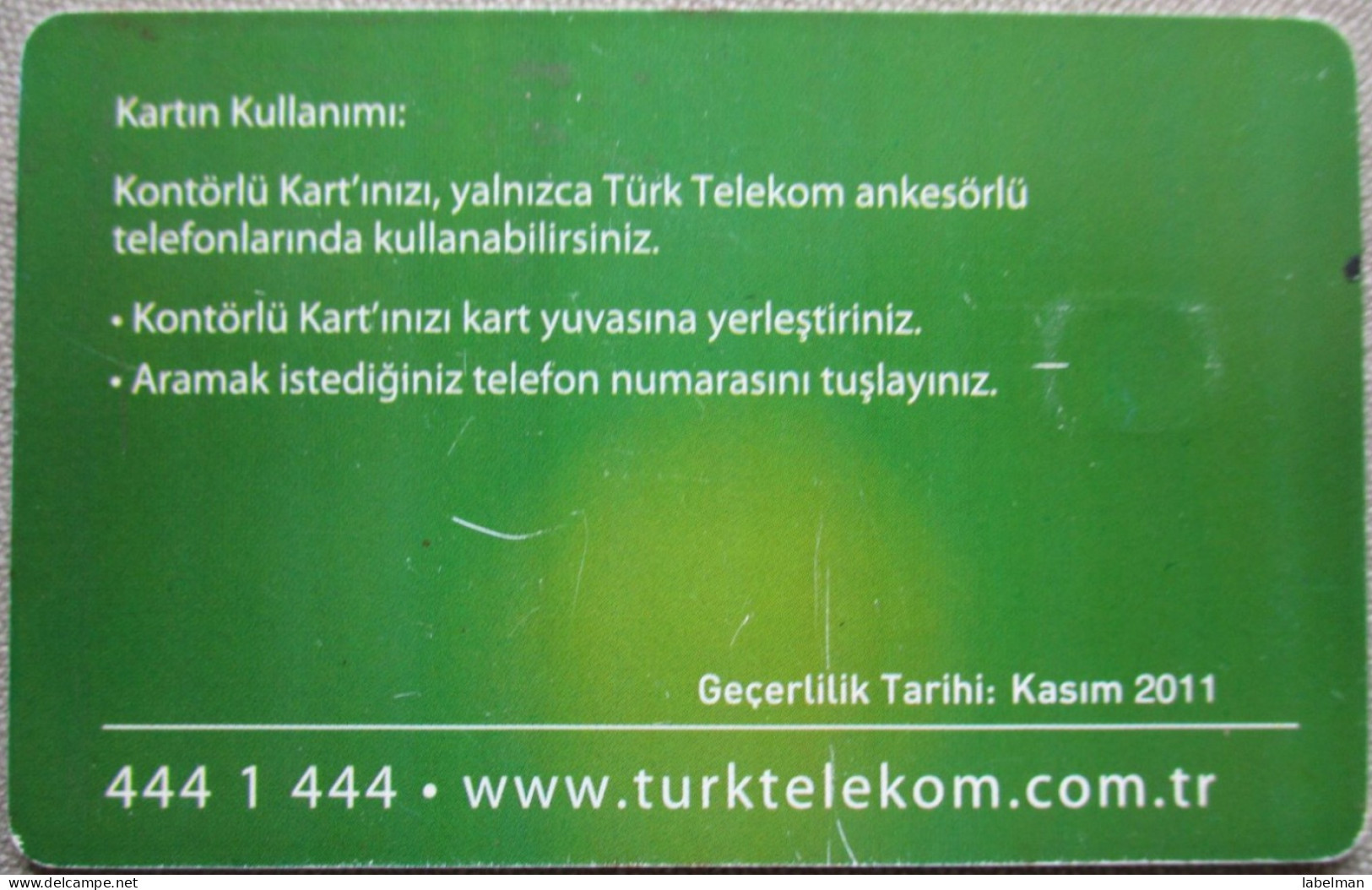 TURKEY KONTORLU TELEFON TELEPHONE PHONE TELEFONWERTKARTE PHONECARD CARTELA CARD CARTE KARTE COLLECTOR BEZEQ 50 UNITS - Turquie