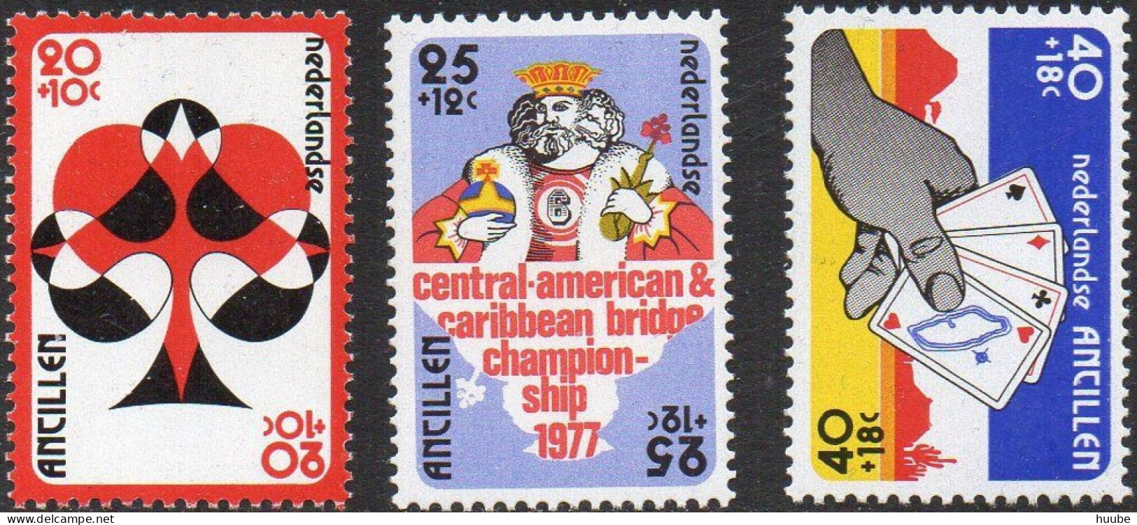 Netherlands Antilles, 1977, Mi 329-33, Central American And Caribbean Bridge Championship, 3v + Block 4, MNH - Unclassified