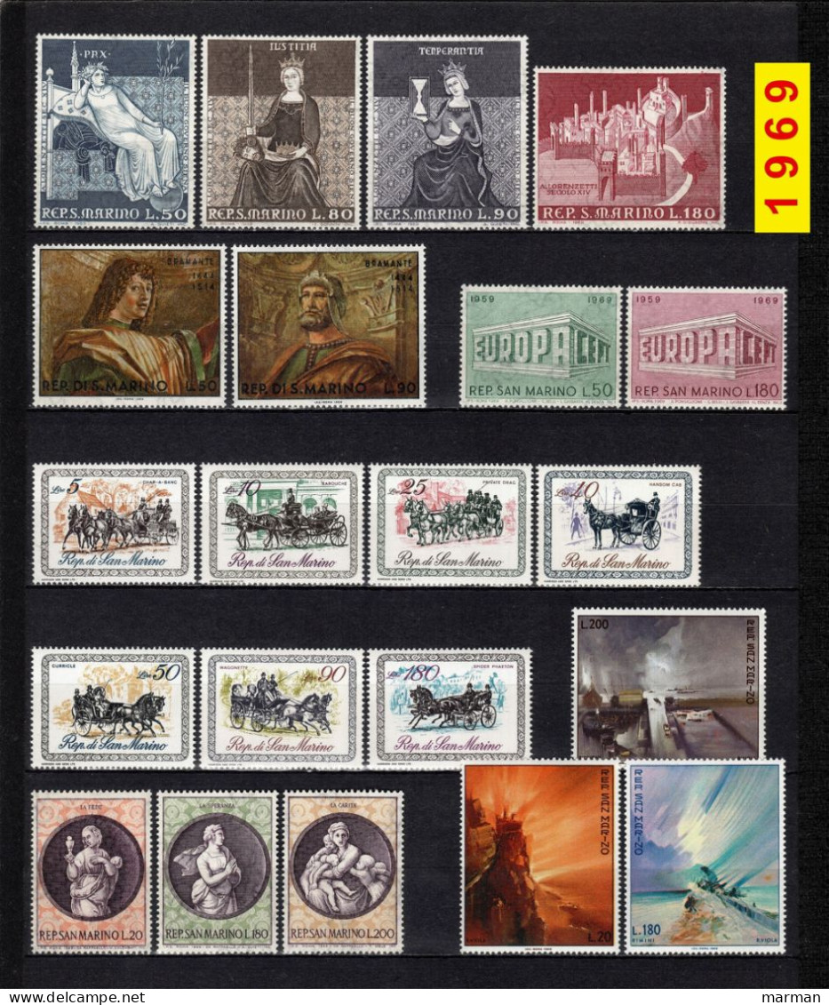 SAN MARINO 1966/1970 Annate COMPLETE Fbolli Nuovi **/MNH - Années Complètes