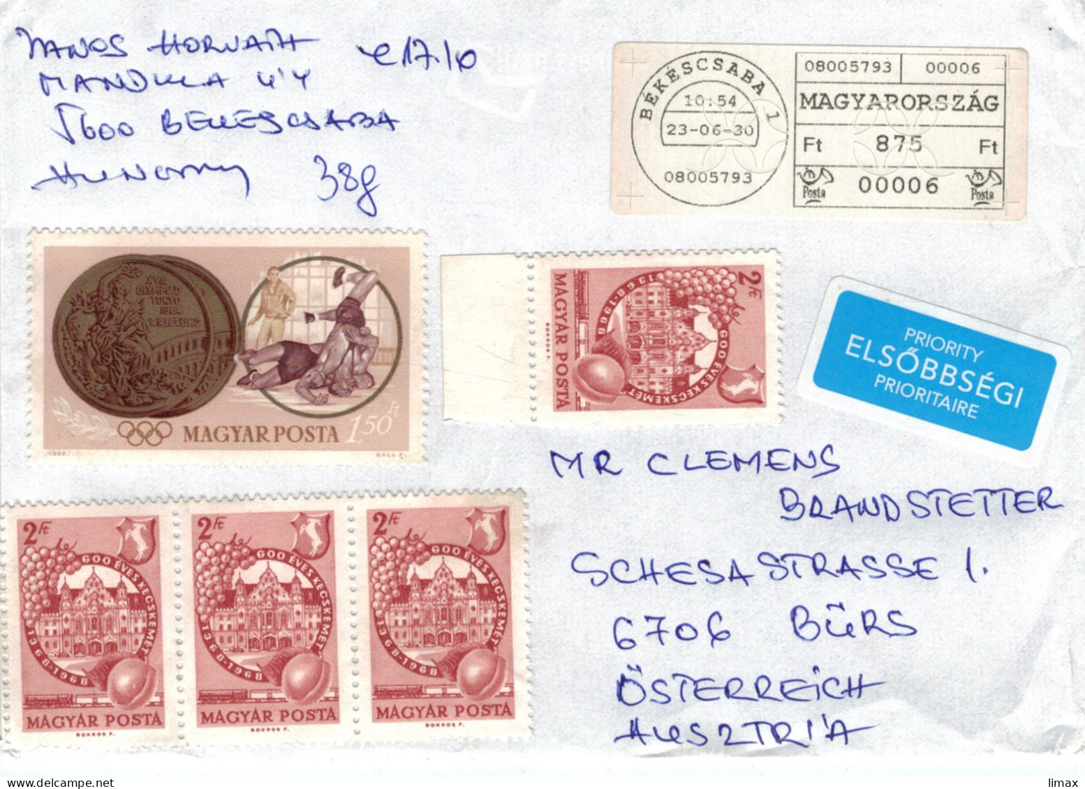 Bekescsaba 2023 - Ringer - Weinbau Weintrauben Marillen Wappen Steinbock - Storia Postale