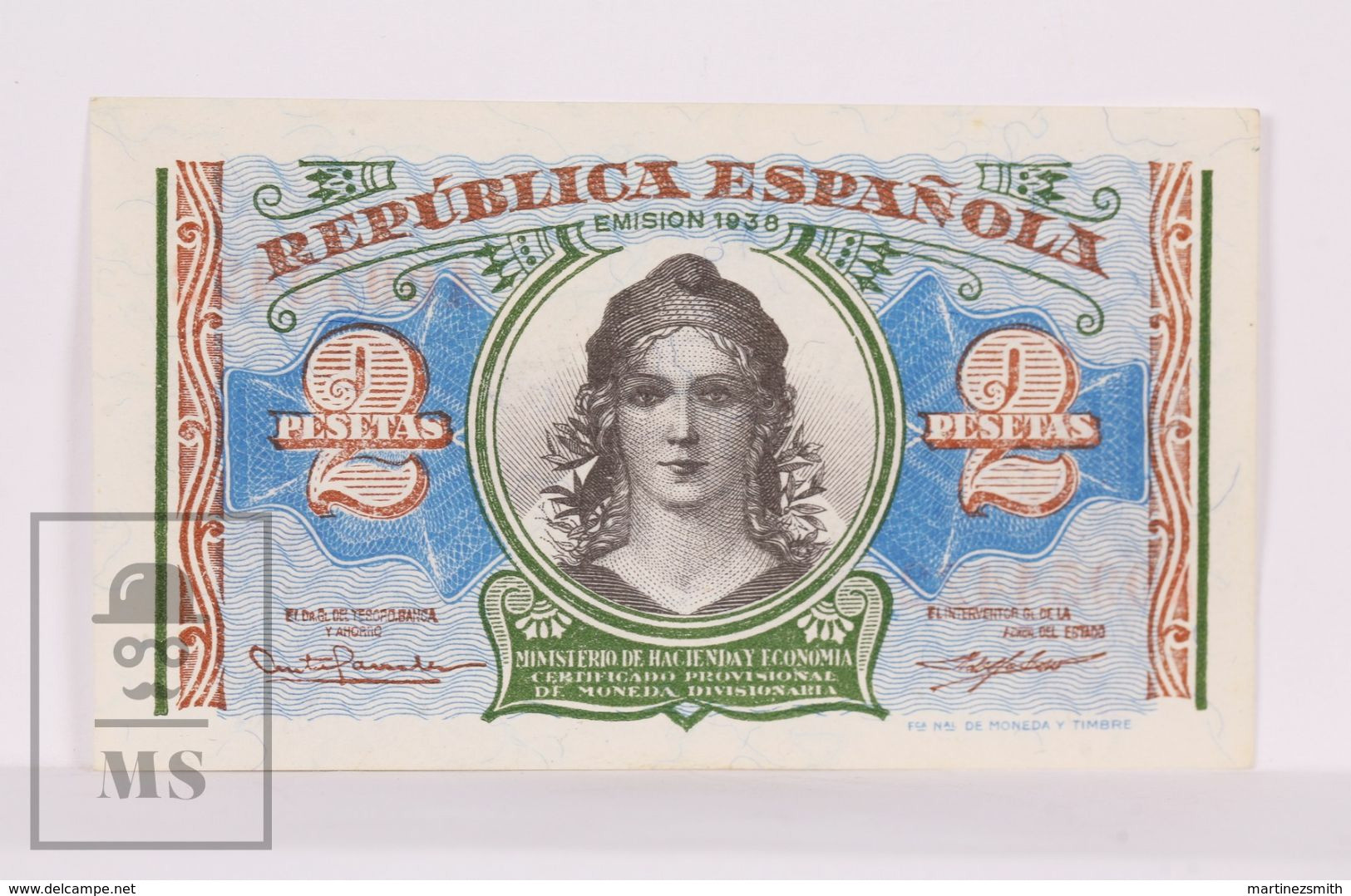 Banknote Spain -  2 Pesetas – Year 1938 – Women At Center, Toledo Bridge - Condition VF - Pick 95 - 1-2 Pesetas