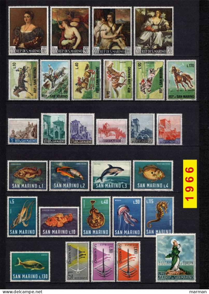 SAN MARINO 1966/1970 Annate COMPLETE Fbolli Nuovi **/MNH - Lots & Serien