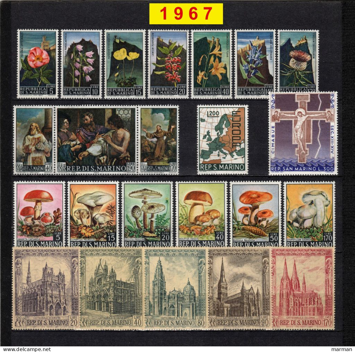 SAN MARINO 1966/1970 Annate COMPLETE Fbolli Nuovi **/MNH - Verzamelingen & Reeksen