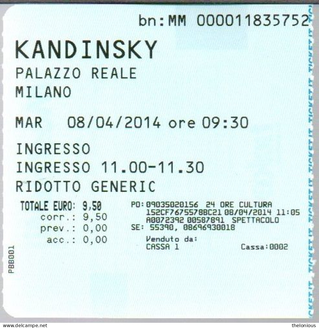 Tiket - KANDINSKY - Palazzo Ducale, Venezia - 2014 - Tickets D'entrée