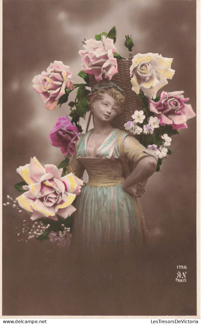 FANTAISIES - Roses - Colorisé - Carte Postale Ancienne - Men