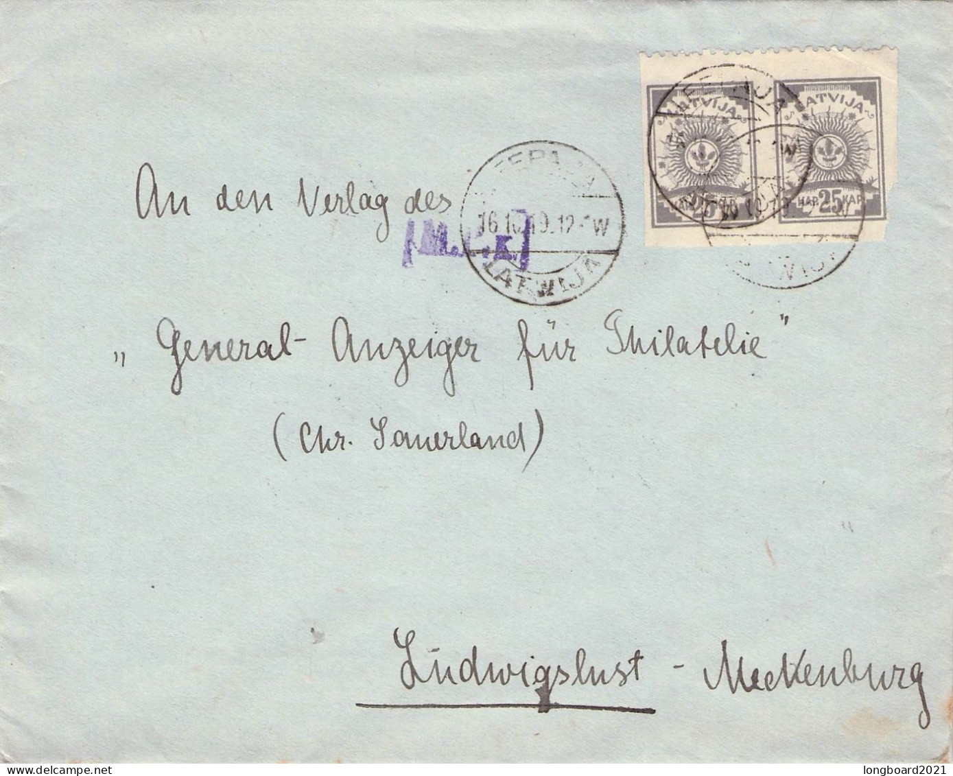 LATVIA - LETTER 1919 LIEPAJA - LUDWIGSLUST/DE / 1299 - Lettonia