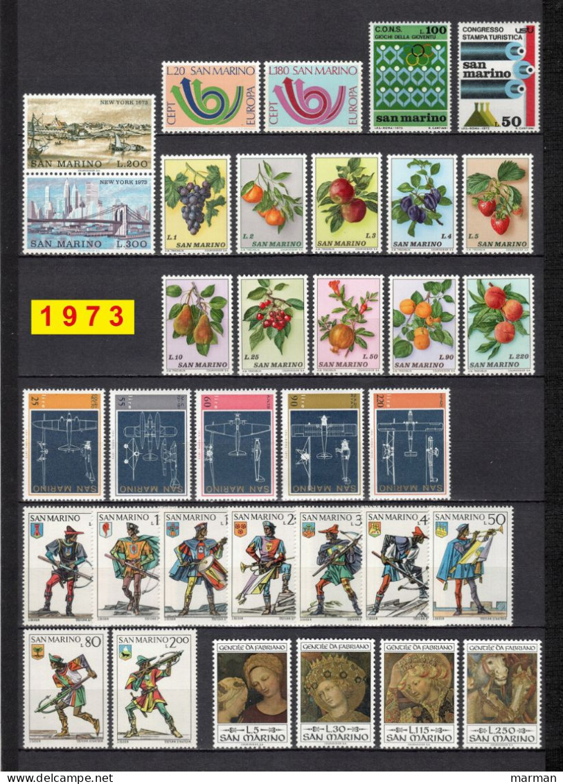 SAN MARINO 1971/1975 Annate COMPLETE Fbolli Nuovi **/MNH - Collezioni & Lotti