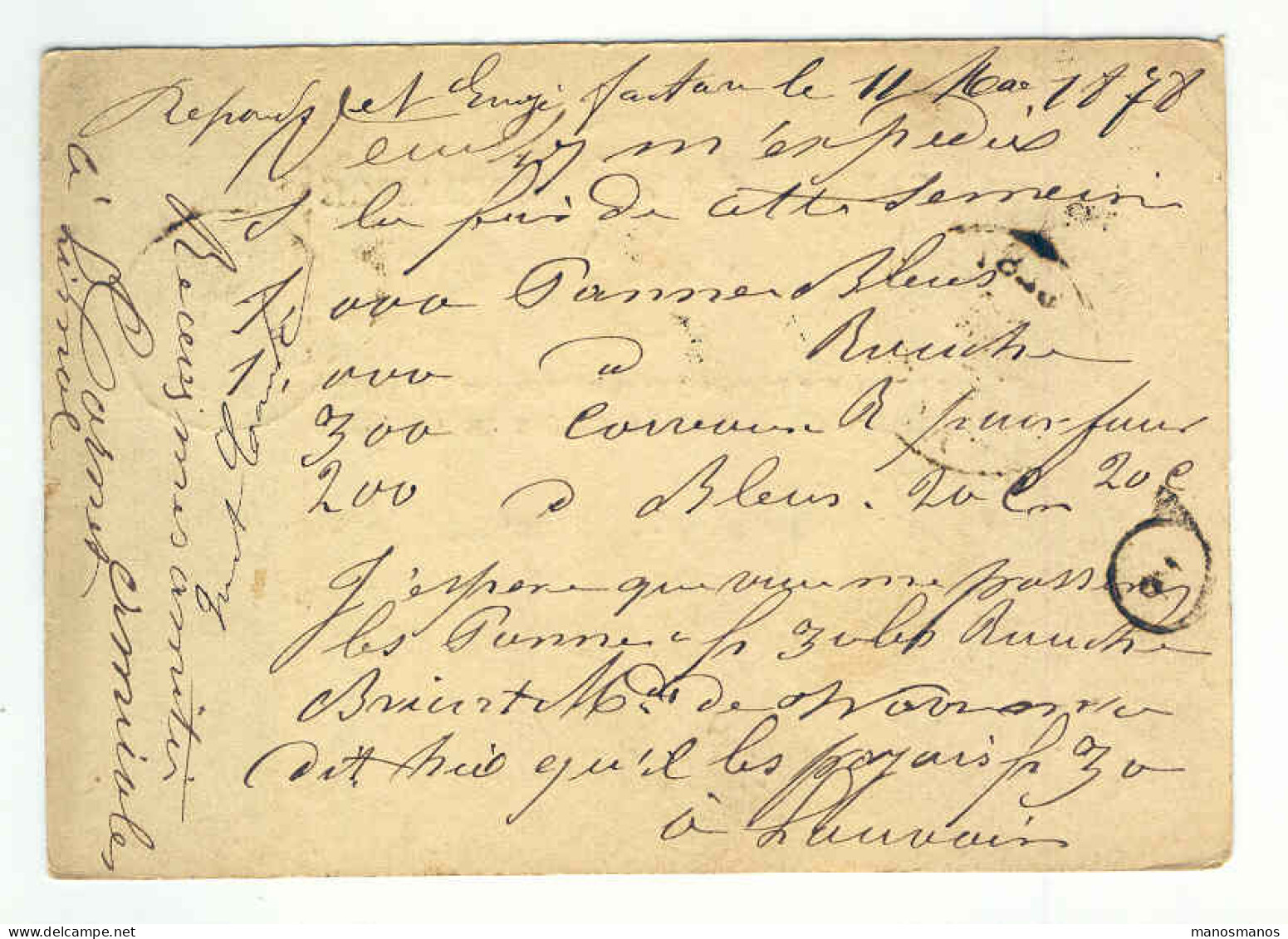 Entier OTTIGNIES à LOUVAIN 1878 Origine Manuscrite LIMAL  --  1788 - Cartes Postales 1871-1909