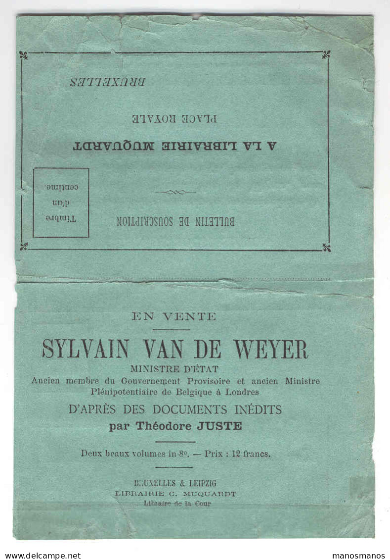 Précurseur Entier CARTE-ANNONCE Avec Réponse Librairie MUQUARDT  --  1134 - Variétés/Curios.