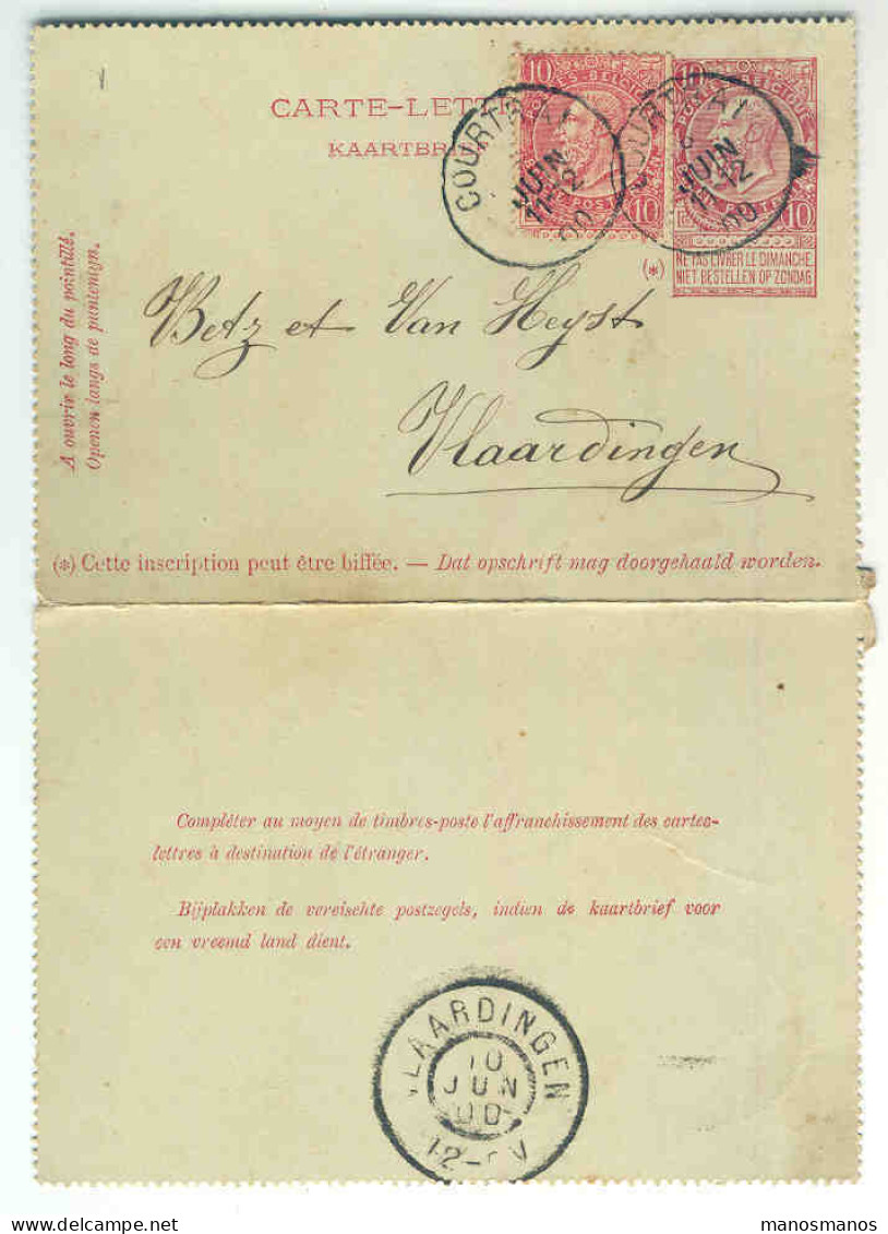 Carte-Lettre COURTRAI Vers NL 1900 Tarif PREFERENTIEL 20c (152) - Cartes-lettres