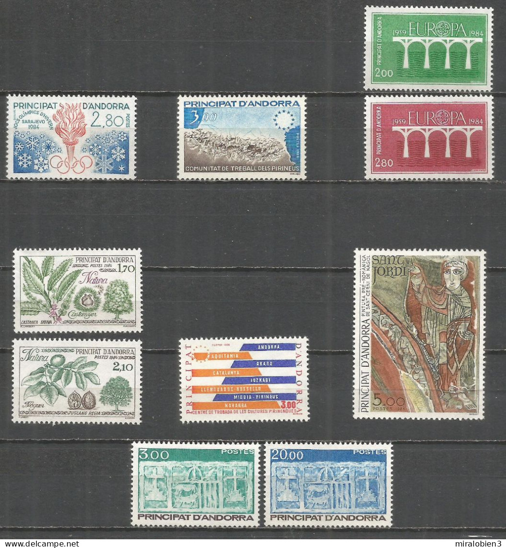 ANDORRA FRANCESA 1984 COMPLETO SELLOS NUEVOS SIN FIJASELLOS - Full Years