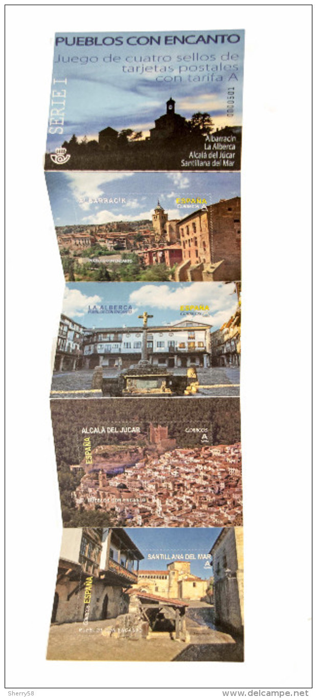 2016-ED. 5041 A 5044 SERIE COMPLETA- PUEBLOS CON ENCANTO. Albarracín, Alcala Del Júcar, La Alberca Y Santillana Del Mar - Blocs & Hojas