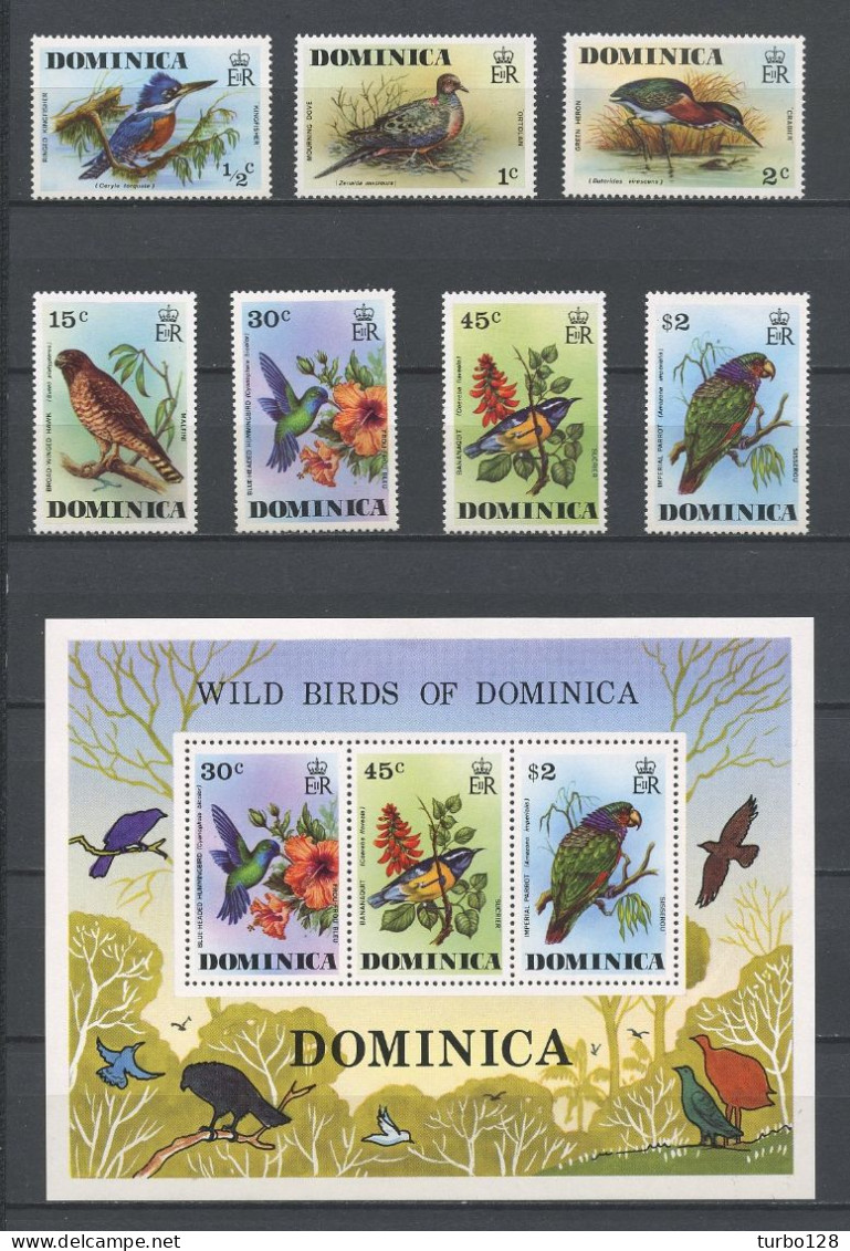 DOMINIQUE 1976 N° 478/484 Bloc 37 ** Neufs MNH Superbes C 51,50 € Faune Oiseaux  Birds Amazona Imperialis Ceryle Animaux - Dominica (...-1978)