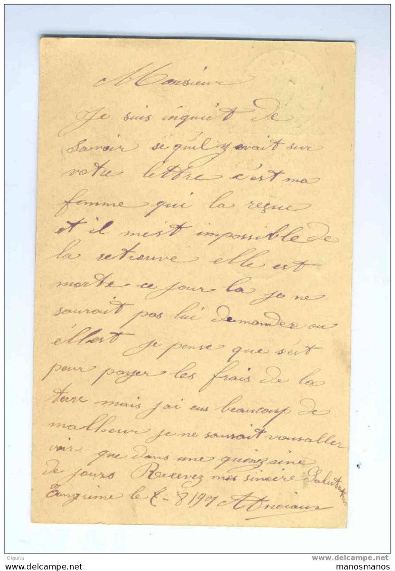 Entier 5 C MARBAIS 1901 Vers Notaire à BALATRE , Cachet MAZY - Origine Manuscrite TONGRINNE  --  6/275 - Postcards 1871-1909