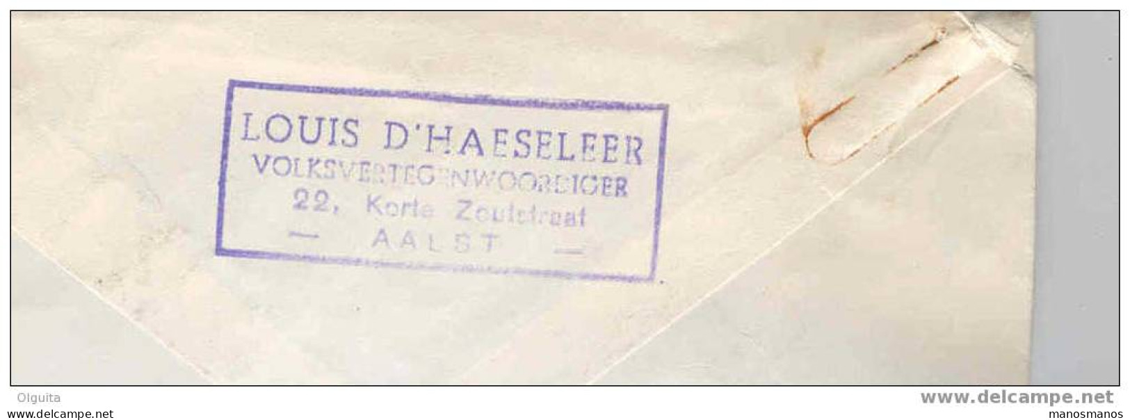 Lettre En Franchise Kamer  Der Volksvertegenwoordigers AALST 1953 Vers BXL - Expéd. Louis D'Haeseleer     --  5/355 - Franchise