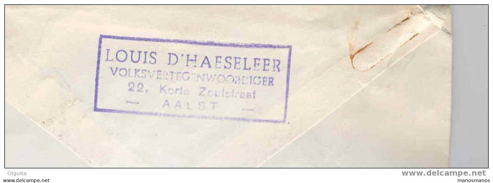 Lettre En Franchise Kamer  Der Volksvertegenwoordigers AALST 1953 Vers BXL - Expéd. Louis D'Haeseleer     --  5/355 - Zonder Portkosten