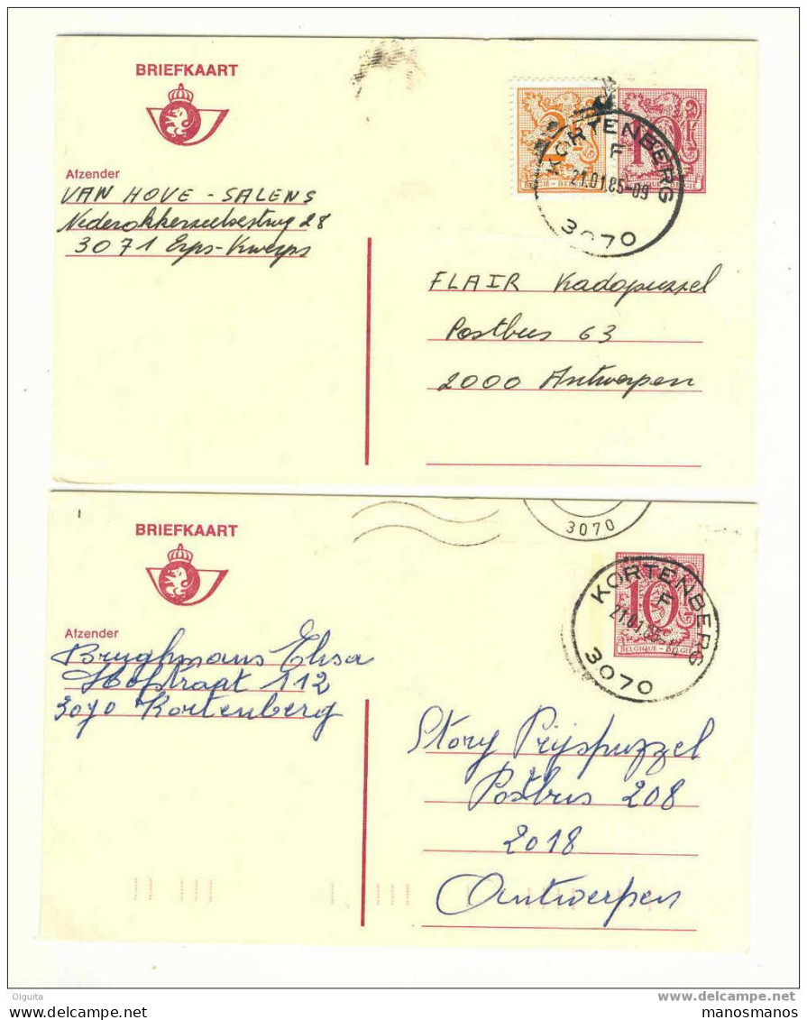 6 Entiers Postaux Lion Héraldique Cachets Différents 1984/1985 KORTENBERG 3070  --  5/311 - Postcards 1951-..