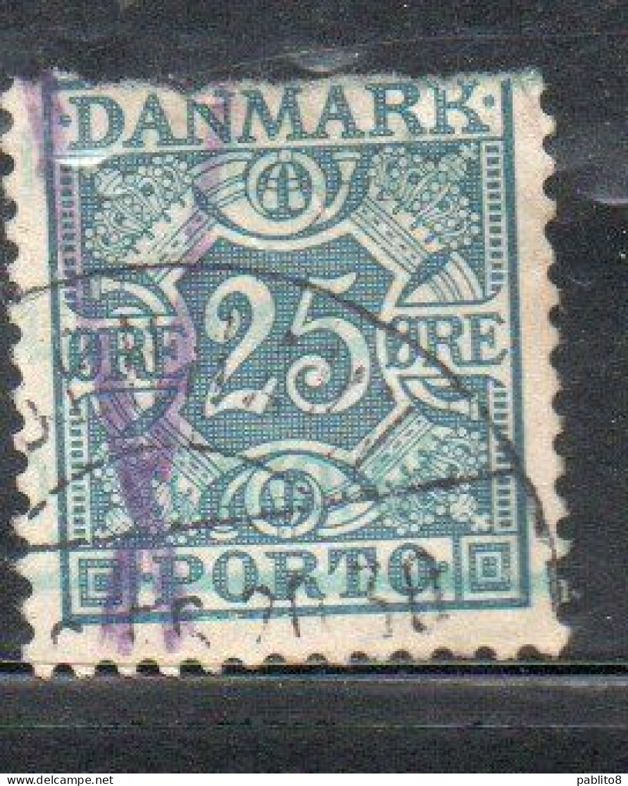 DANEMARK DANMARK DENMARK DANIMARCA 1921 1930 PORTO OFFICIAL STAMPS NUMERAL 25o USED USATO OBLITERE' - Dienstmarken