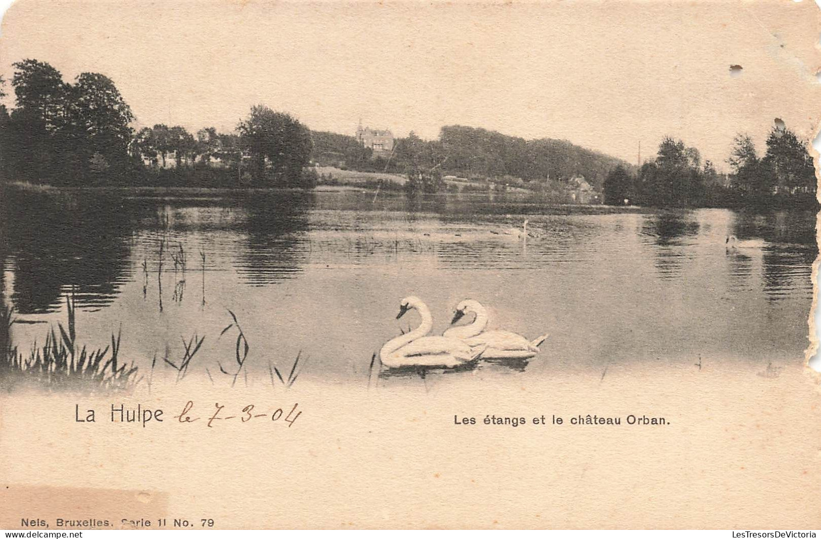 BELGIQUE - La Hulpe - Les étangs Et Le Château Orban - Couple De Cygne - Carte Postale Ancienne - La Hulpe