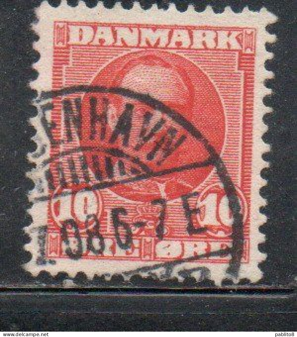 DANEMARK DANMARK DENMARK DANIMARCA 1907 1912 KING FREDERIK VIII RE 10o USATO USED OBLITERE' - Gebruikt